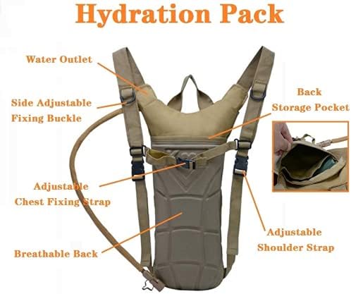 Mochila de camelo tática de saco de água da bexiga 3L para caminhadas para camping ao ar livre Pacotes de hidratação