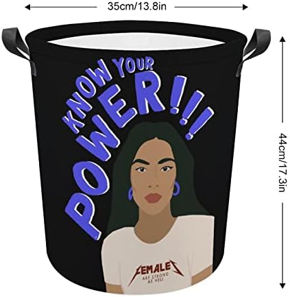 Feminista empoderou a cesta de cesta de cesto de lavagem de bolsa de armazenamento de lixo colapsível alto com alças