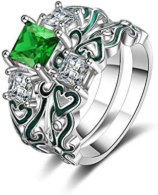 T-Jewelry 1set Ring Lily of the Valley Inspirado Sapphire Princess Cut Ring Ring