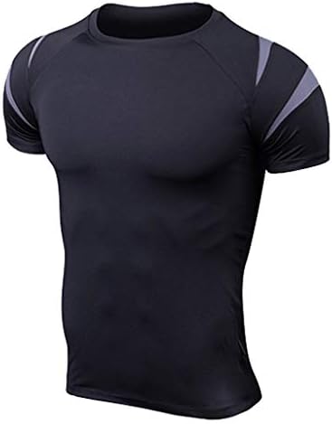 Mens para masswear Mens Mangas curtas de fitness Rashguard Camiseta de pele Tops de secagem de pele seca