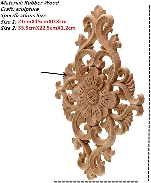 Cdyd Vintage Floral Wood Escalhado Aplique Decalque de Escultura em madeira para o armário de móveis