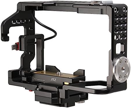 Estabilizador de vídeo da gaiola da câmera JTZ DP30 com placa de liberação rápida e sapato quente para a Sony A6000 A6300 A6500 DSLR Câmera Flash Speedlite, compatível com JTZ JS-7 Cage