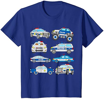 Veículos policiais para crianças homens homens carros carros meninos camiseta para criança