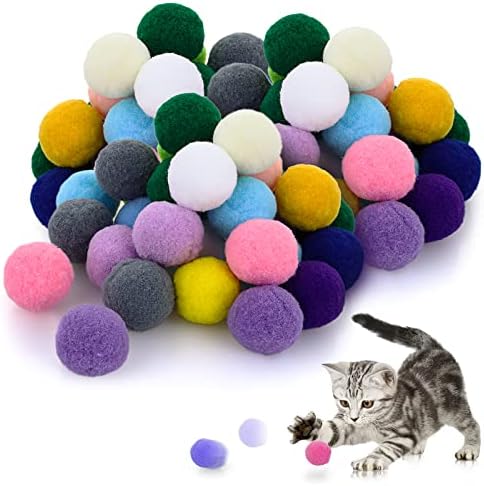 Bolas de brinquedo de gato grande molain, bolas de gato macio 1 polegada de gatinho pom pom poms bola gato tocar brinquedo