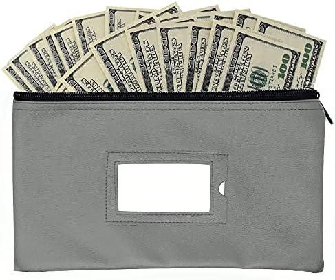 Bolsa de depósito bancário em dinheiro com zíper | Laranja, cinza | 11x6 polegadas | Bolsa de carteira de moeda de