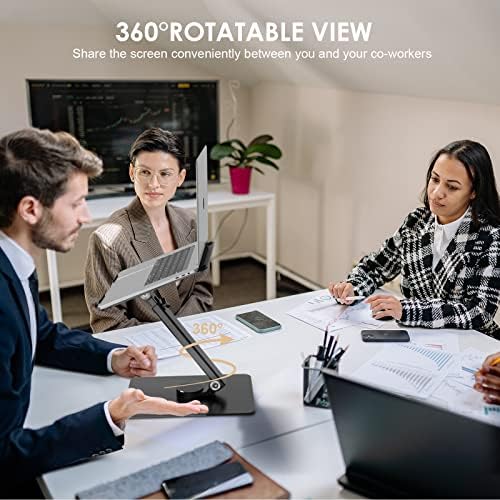 Minsthouz 360 Laptop rotativo Stand for Desk - Riser de laptop de alumínio Altura ajustável até 16,3 polegadas, suporte ergonômico
