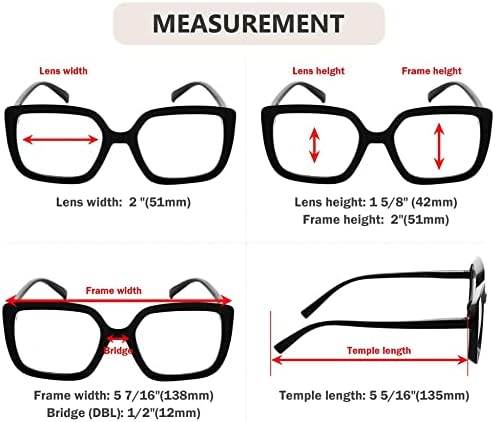 Olhos de leitura para os olhos para mulheres, 4-Pack Large Frame Readers Opyeglasses Oversize +3.25