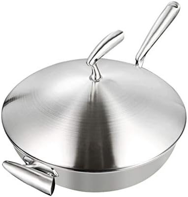 Pan wok wok wok wok wok com tampa de aço inoxidável com tampa de aço inoxidável WOK WOK Aço inoxidável frigideira