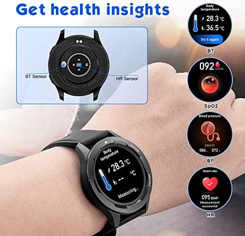 Qinsanjsc Water resistente a Military Watch for Mens Smart Watch for Android Sports Sports Smart Watch Fitness Watch For Men With Voice Control, Activity Tracker para BT, SAO2, ​​HR, BP