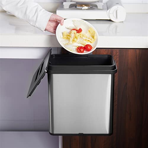 Lixo de Zukeeljt pode aço inoxidável cozinha lixo especial lata por porta de armário pendurado selo doméstico com a parede de capa