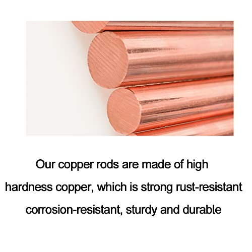 EOIIPS 1/4 Haste redonda de cobre puro, haste sólida de cobre de 1/4 de diâmetro de diâmetro 9,84 de comprimento, para artesanato de metal e hobbies de trabalho de metal, 3pcs