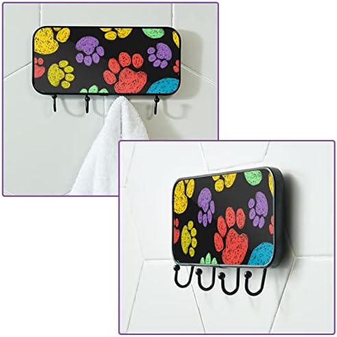 Ganchos de parede Guerotkr, ganchos pendurados, ganchos pegajosos para pendurar, padrão colorido de impressão de pata de cães