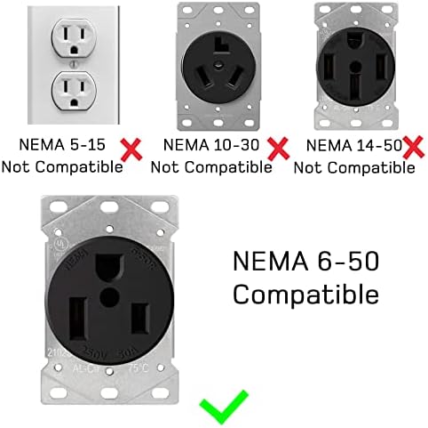 Dé [3 pontas de 50 amp Tesla Adaptador, adaptador NEMA 6-50 a 14-50 para o adaptador EV, alcance/forno para o Adaptador de Carregador EV para carregamento de nível 2 eV, carregamento noturno em casa-6/2+8/1 AWG Wire Wire
