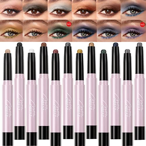 Lucknest 12pcs Sombras de sombra, lápis de sombra colorida Eyeliner lápis Profissional Makeup Eye lápis duradouros à prova