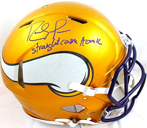Randy Moss autografou os vikings f/s capacete autêntico de velocidade flash com insc. -baw holo - capacetes NFL autografados