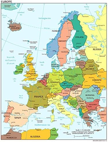 Presentes delicia laminados 24x31 pôster: mapa político - mapa da Europa 2012 thefreebieDepot