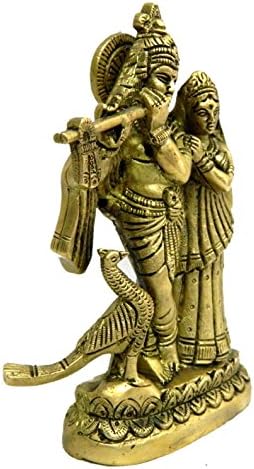 Bharat haat puro metal de metal radha krishna em pé em acabamento fino e arte decorativa bh04134