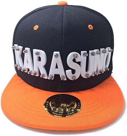 Karasuno chapéu de preto com borda laranja