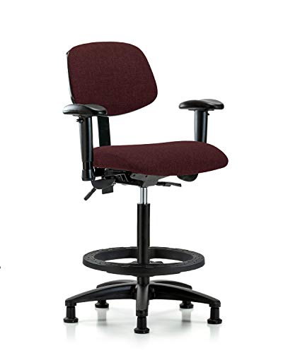 Labtech Seating LT41905 Tecido Alta Cadeira de Base de Nylon, inclinação, braços, anel de pé preto, desliza, cinza