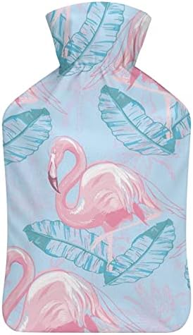Flamingo e Hibiscus Pattern Water Water Bottle com capa macia bolsa de água quente para o ombro do pescoço de pés de mão quente