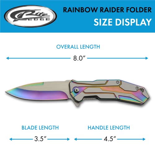 SZCO Supplies 8 Rainbow Tech Assistido Open dobring EDC Utility Pocket Knife com clipe