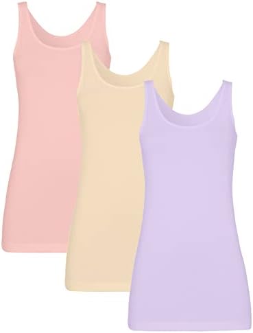 H Hiamigos feminino 3 pacotes de tanques longos Tampas elásticas de algodão com mangas de algodão camisola subdesas de camada de camadas yoga camis
