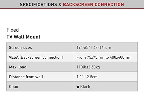 Montagem da parede de TV Barkan, suporte de tela fixo/curvo de 19-65 polegadas, segura até 110 libras, patenteada de trava