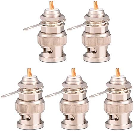Lysee Plug & Connectores - 5pcs liga de zinco BNC Conector de cabo coaxial masculino Conjunto de vídeo Adaptador de vídeo Transmissão de câmera -