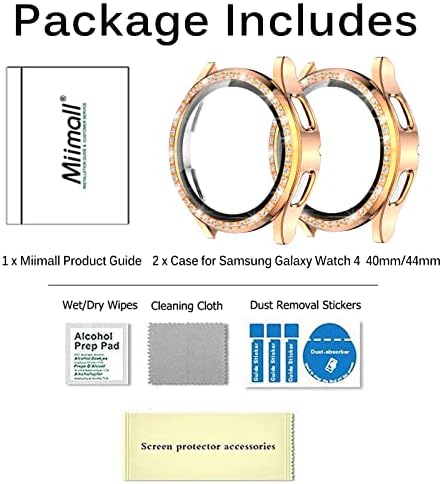 [2 pacote] Miimall Compatível Samsung Galaxy Watch 5 40mm/Galaxy Relógio 4 40mm Protetor de tela de caixa, Bling