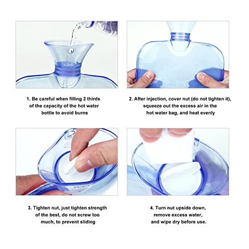 Ombro de água quente em forma de u, garrafa de água quente transparente com tampa macia de 1400 ml em forma de água quente em forma de água quente e fria compressa