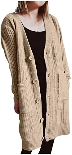 Mulheres abertas de manga longa de manga comprida Cardigan Sweaters solto fora casaco casual com decote em V Long Sleeve de outono