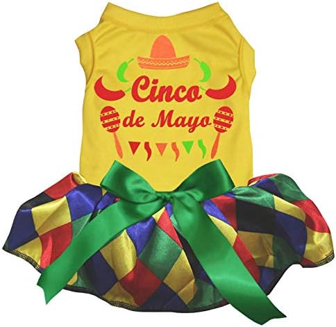 Petitebella Cinco de Mayo Vestido de cachorro de estilo mexicano