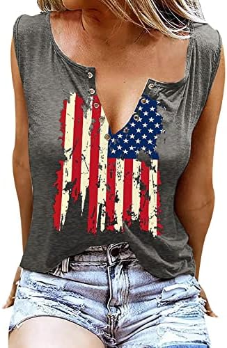 Camisas branqueadas para mulheres tampas de tanques para 4 de julho Camisas anel Hole Hole Sleesess camiseta patriótica
