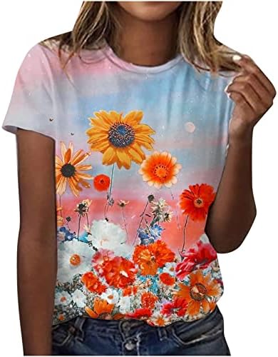 Summer Fall Cotton Tee Women 2023 Camiseta de Blusa de Blusa Graphic Brunch Blouse Floral Blouse para meninas 2F 2F