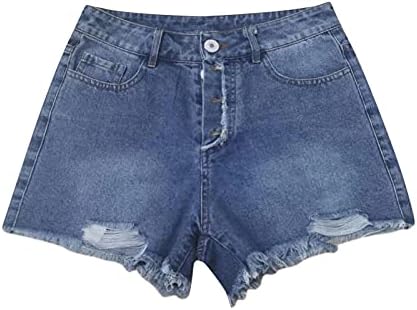Sem pilotos usea permanece na cintura moda casual shorts jeans azuis jeans altos femininos rasgaram uma nova direção