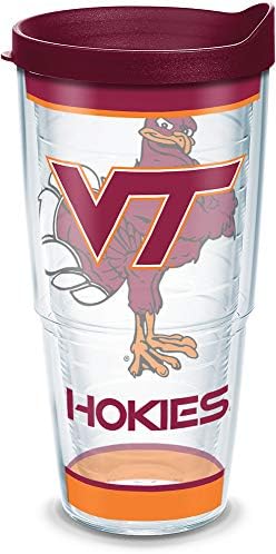 Tervis fabricado nos EUA Double Partle Virginia Tech University Hokies Hokies Tumbler Cup mantém as bebidas frias e quentes, 24oz, tradição