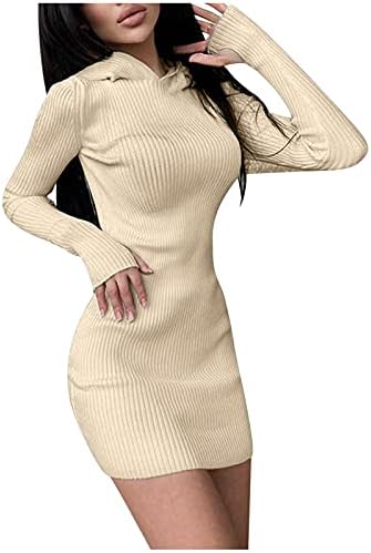Usuming feminino vestido de suéter de capuz