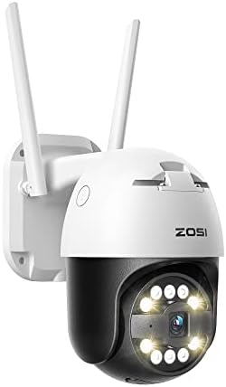 Câmera Wi-Fi PTZ de Wi-Fi de 5MP ZOSI C296, câmera ao ar livre de pan/inclinação para vigilância domiciliar, detecção de veículos inteligentes, visão noturna colorida, áudio bidirecional, rastreamento automático, alarme de sirene de destaque, nuvem e armazenamento de cartão SD