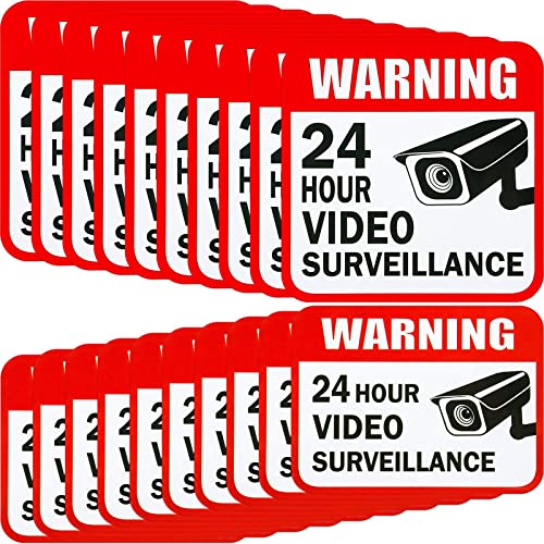 Tatuo 20 peças Secretador de vigilância de videotecador Decalque 2 tamanho para adesivos de alarme para câmera de negócios em casa,