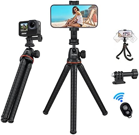 Uurig 11,8 Mini flexível 2 em 1 telefone e tripé da câmera com remoto + uurig 360 ° Gire o suporte da câmera da bola