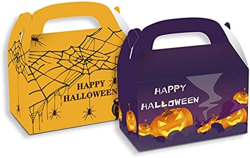 Caixas de armazenamento de ornamentos do bestoyard 24 PCs Halloween Tratar caixas de papelão Witches Pumpkin Candy Cookie