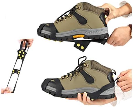 Greias de gelo de Hopas, gelo e neve aperto com calçado/botão de tração de bota picos de borracha anti-deslize 10 pregos de aço calçados de calçados esticados deslizantes