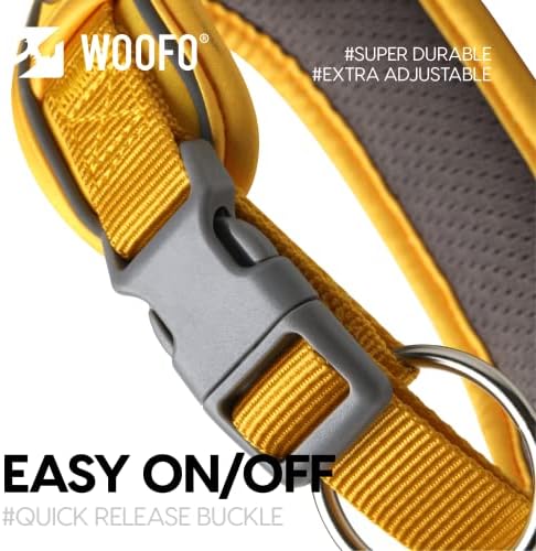 Collar de cachorro premium woofo | Super ajustável para todas as raças, fivela de liberação rápida | Preenchimento macio e ampliado e design de acabamento refletivo para segurança