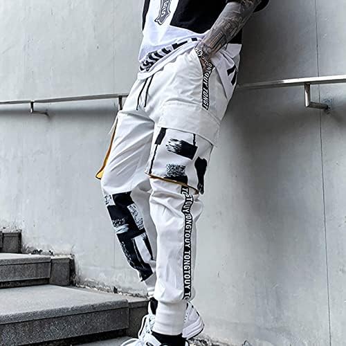 Calças de harém xyxiongmao para homens calças de comprimimento de hip hop masculino de rua de rua com várias bolsas casuais