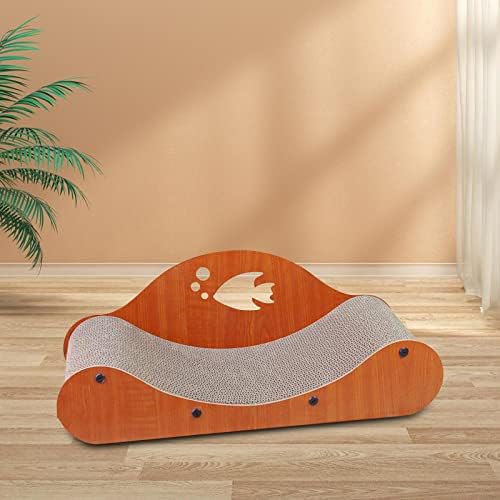 Ｋｌｋｃｍｓ Cat Scratch Bed Cat Scratcher Lounge Couch Cat Scranding Board para exercício de gatinho, padrão de peixe