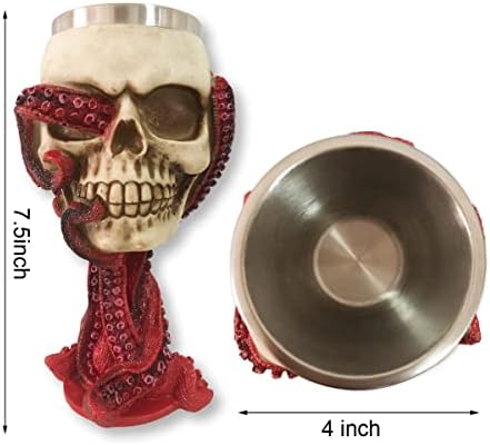 Cálice Provivid Skull Cálice Copas de vinho Medieval Chalice Skull Copo de aço inoxidável 3D Glass