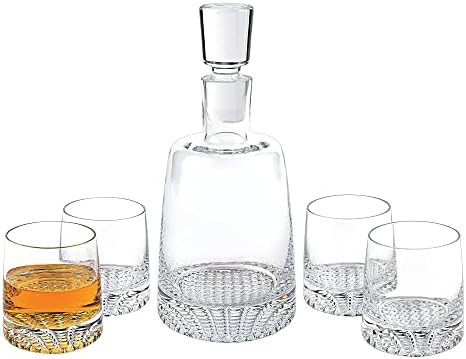 Premium europeu Boca soprou Crystal Cut e Glassware Crafted para festa - Park Avenue Whisky Conjunto de 5, 32 oz, 11