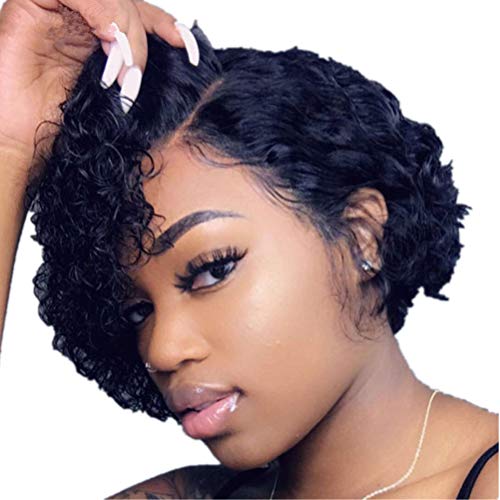 Kedejin 30cm Fashion Wig Wig Feminino Cabelo curto curto, parcial parcial curta peruca curta afro humano moda feminina feminina de renda de renda para festa de cosplay