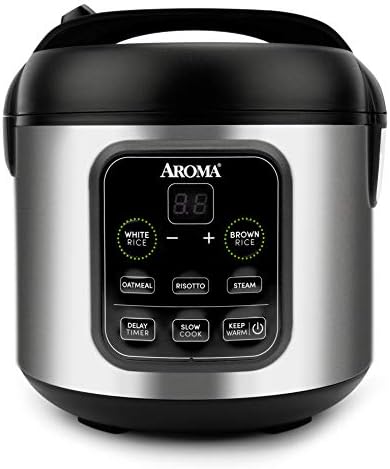 Aroma Housewares Arc-994SB Rice & Grain Cook Cook Slow, vapor, aveia, risoto, 8 xícaras cozidas/4 xícaras não cozidas/2qt, aço inoxidável