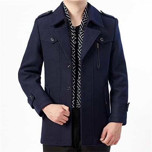 Maiyifu-gj Men com cachecol elegante e elegante casaco de lã de lã de inverno Business Business Trench Casacs Slim Fit Warm de comprimento médio